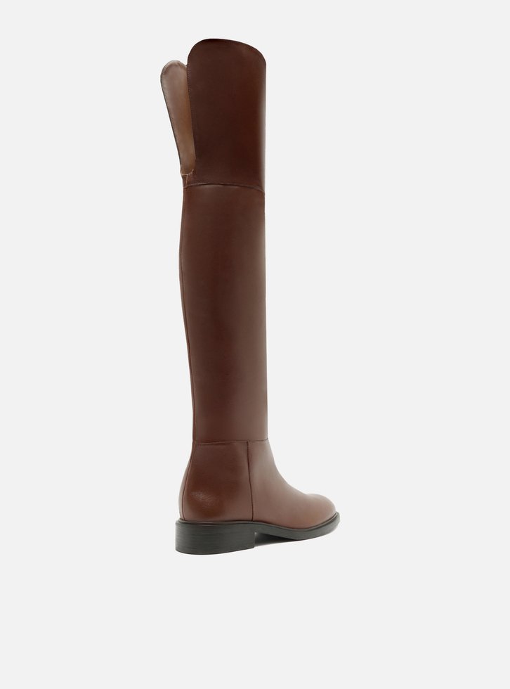 Bota Marrom Arezzo Over The Knee Couro Salto Bloco