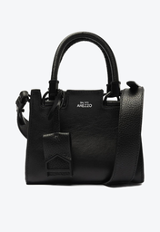 Tote Preta Arezzo Couro Abbraccio Monocolor Pequena