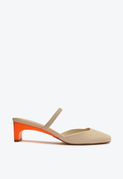 Mule Casual Bege E Laranja Schutz Bertie Couro