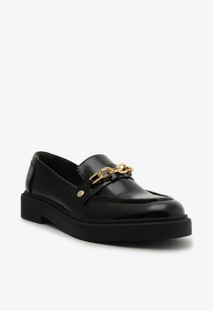 Mocassim Preto Verniz Detalhe Removível
