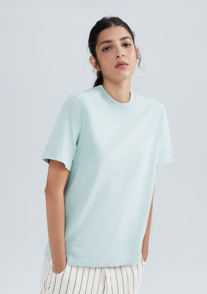 Blusa Verde Hering Feminina Manga Curta Em Malha Binada