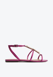 Rasteira Gladiadora Rosa Pink Metalizada Anacapri Pedraria
