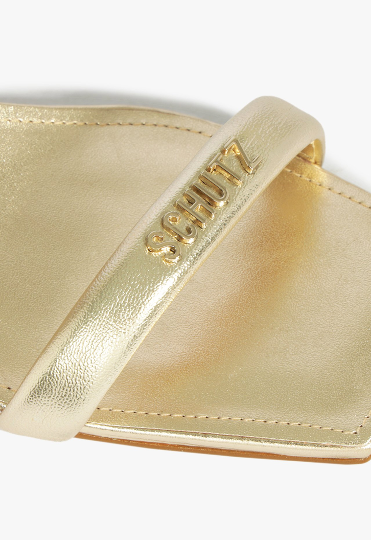 Sandália Mule Glam Couro Dourado