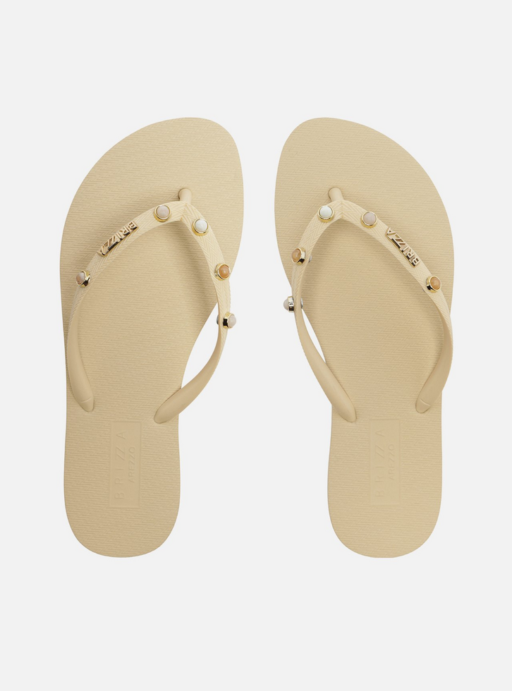 Chinelo de Dedo Off White Plataforma Pedraria Brizza
