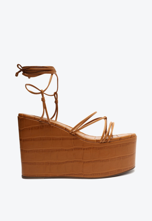 Sandália Plataforma Amarração Marrom