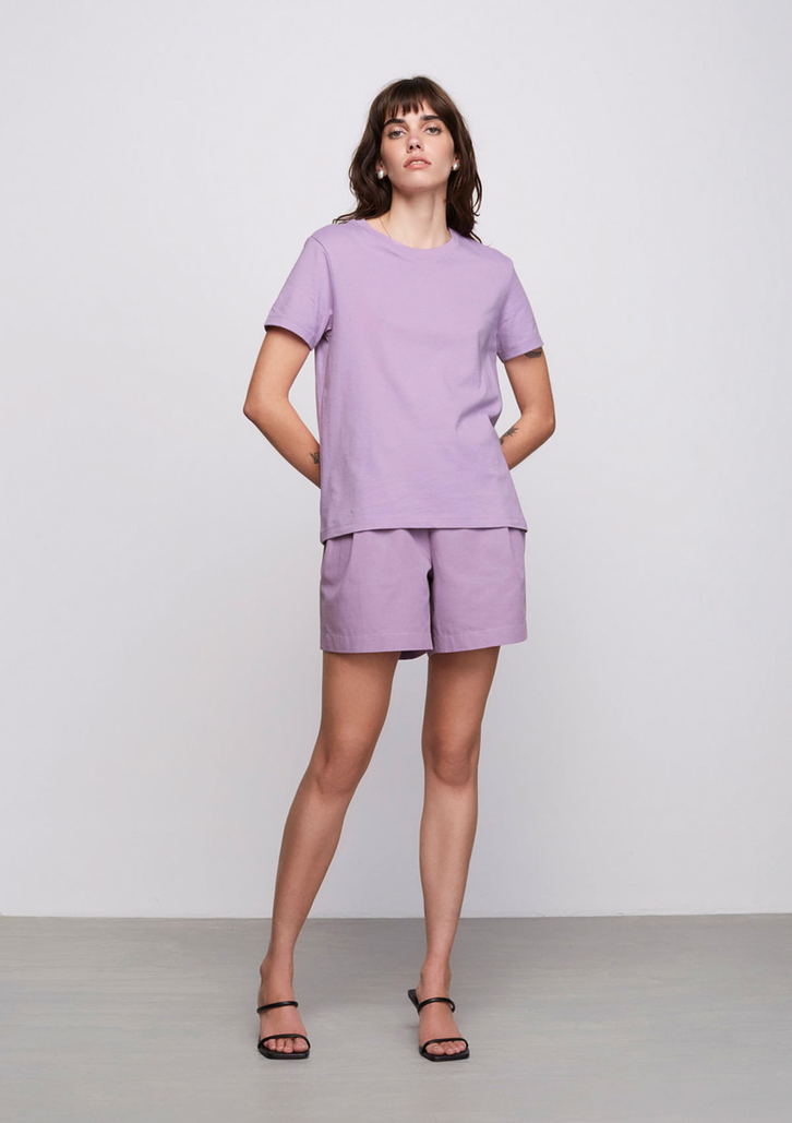 Blusa Lilás Dzarm Básica Manga Curta Em Malha