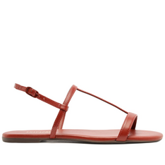 Sandália Rasteira Tiras Finas Laranja