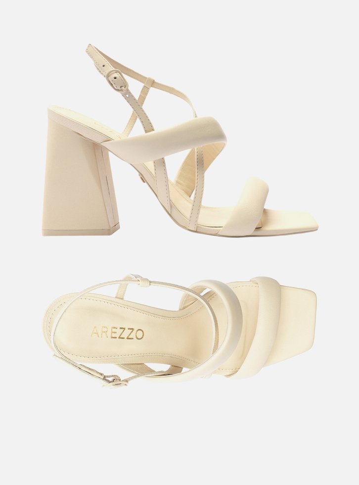 Sandália Off-white Arezzo Couro Bloco Geométrica Mariana
