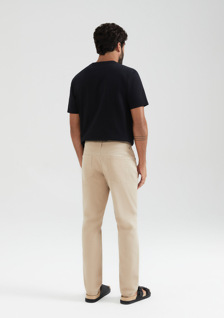 Calça Bege Hering Slim Em Sarja