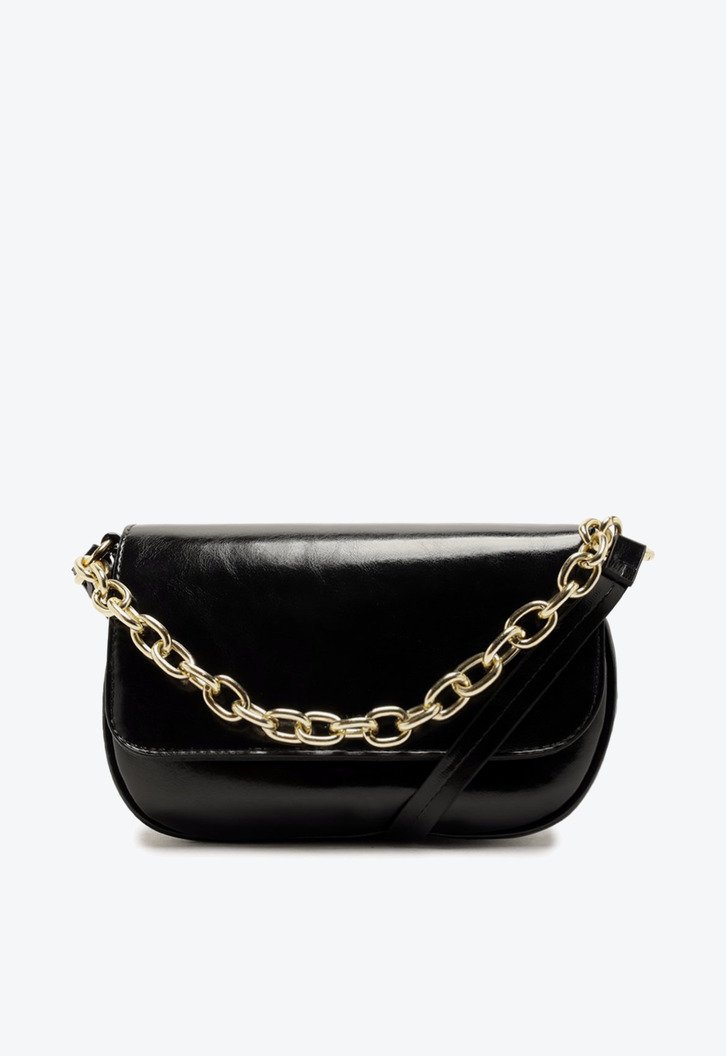 Bolsa Tiracolo Pequena com Corrente Preta