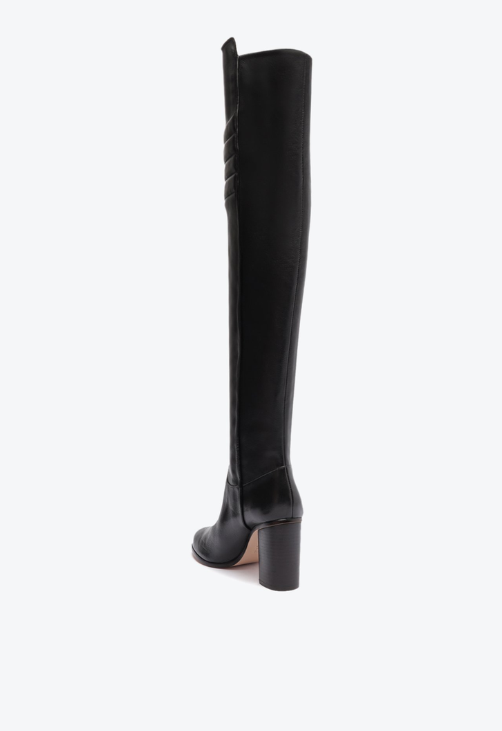 Bota Over The Knee Salto Baixo Preta