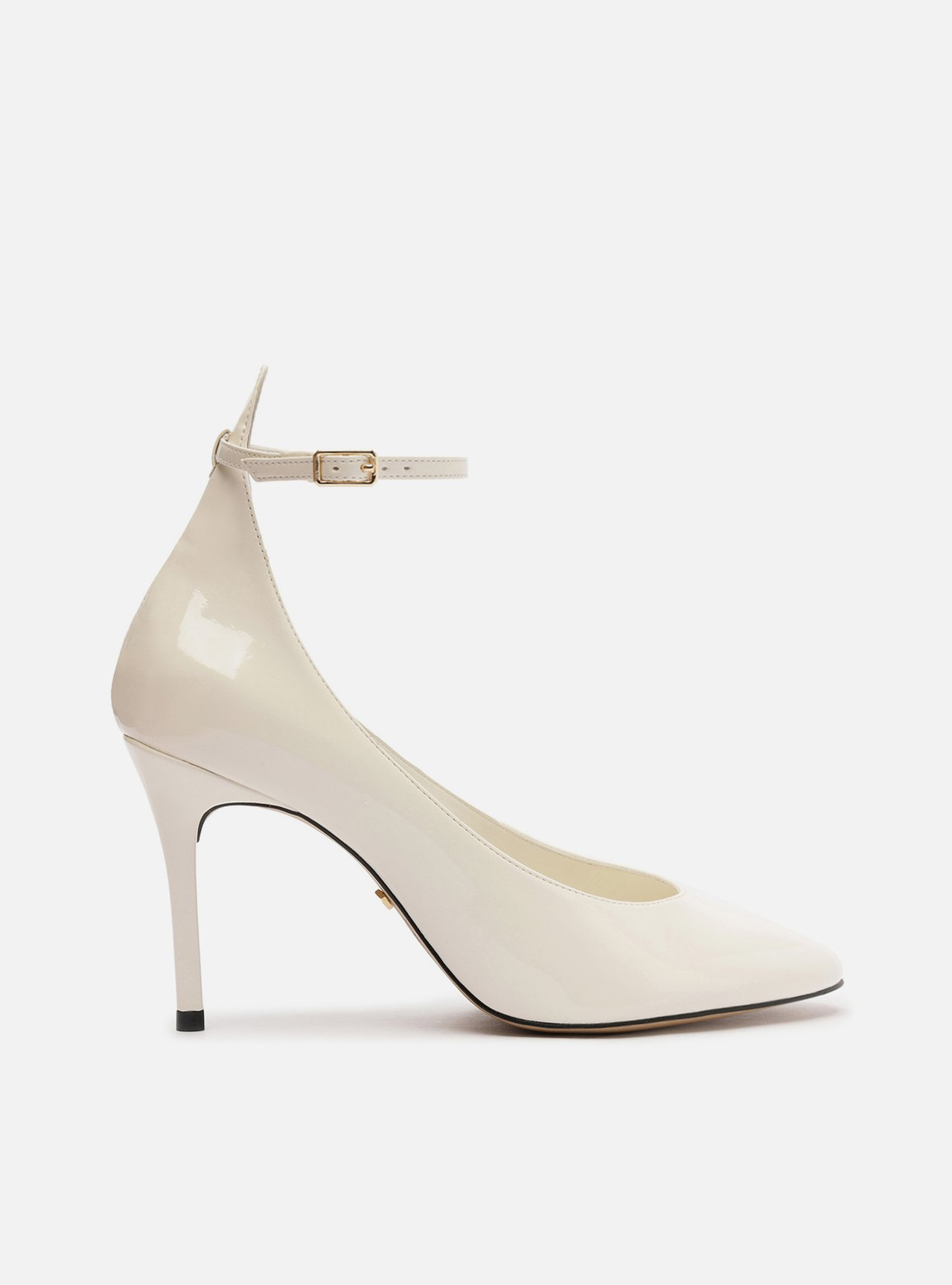 Scarpin Branco Verniz Salto Alto Fino Tira Scarpin Branco Verniz Salto Alto Fino Tira