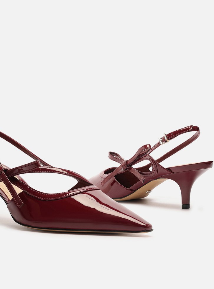 Scarpin Vermelho Salto Fino Slingback Laço