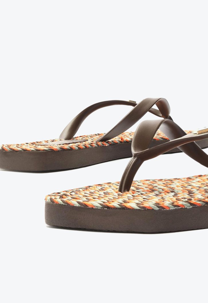 Chinelo De Dedo Marrom Brizza Mint Fluo