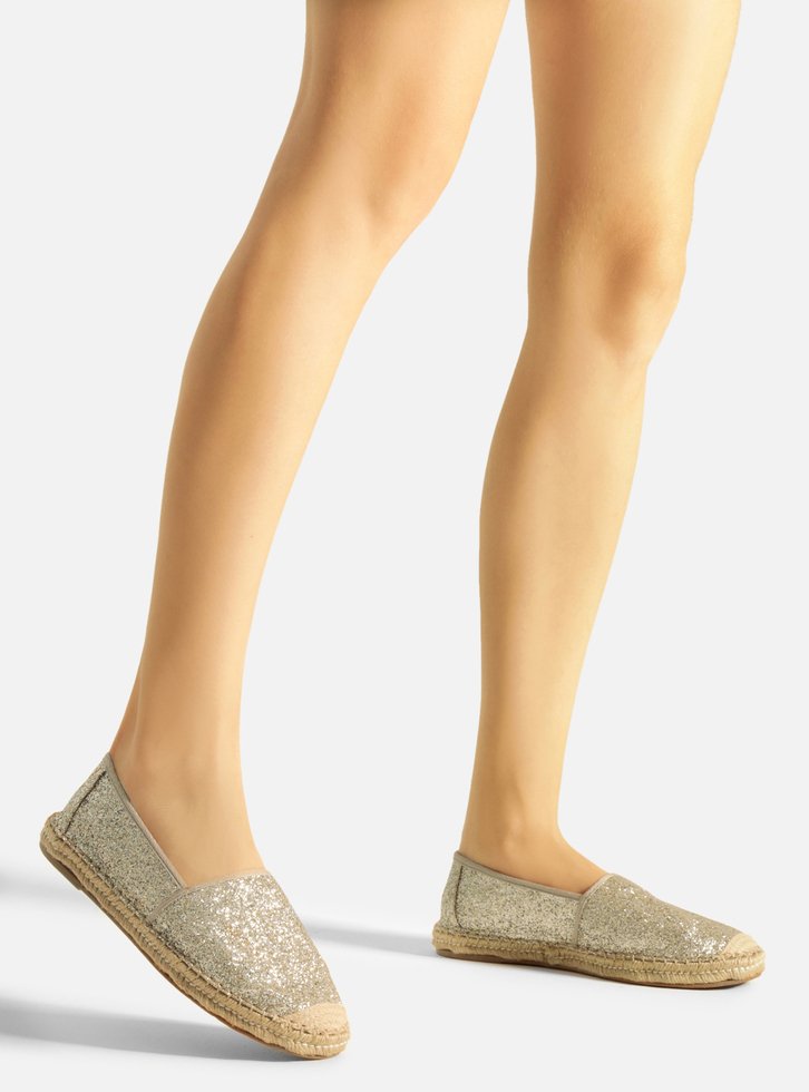 Espadrille Rasteira Dourada Arezzo Glitter Fechada