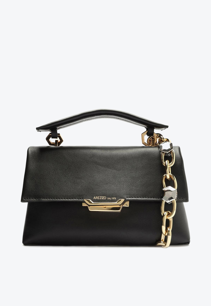 Bolsa Tiracolo Preta Arezzo Couro Ágatha Pequena