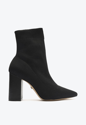 Skinny Boot Preta Arezzo Knit Salto Bloco Helena