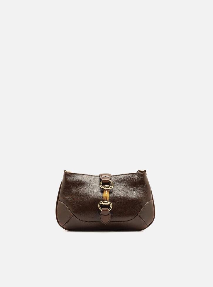 Bolsa Tiracolo Marrom Couro Pequena Alça Corrente