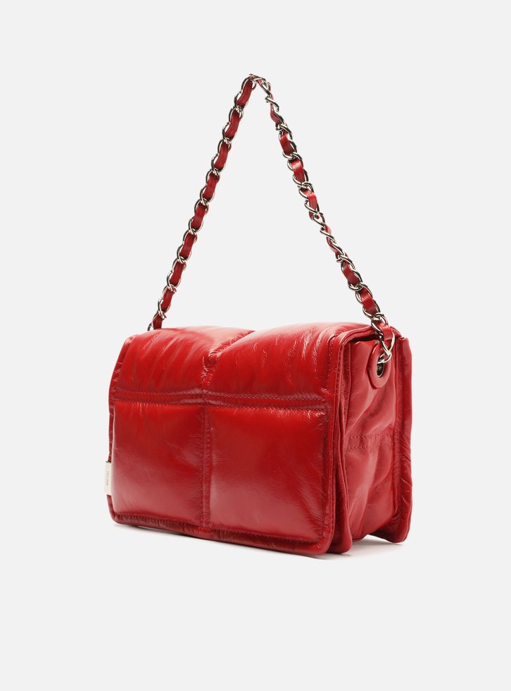 Bolsa Tiracolo Vermelha Arezzo Couro Puffy Média