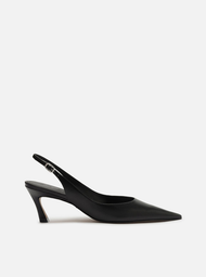 Scarpin Preto Arezzo Couro Salto Baixo Slingback Esther