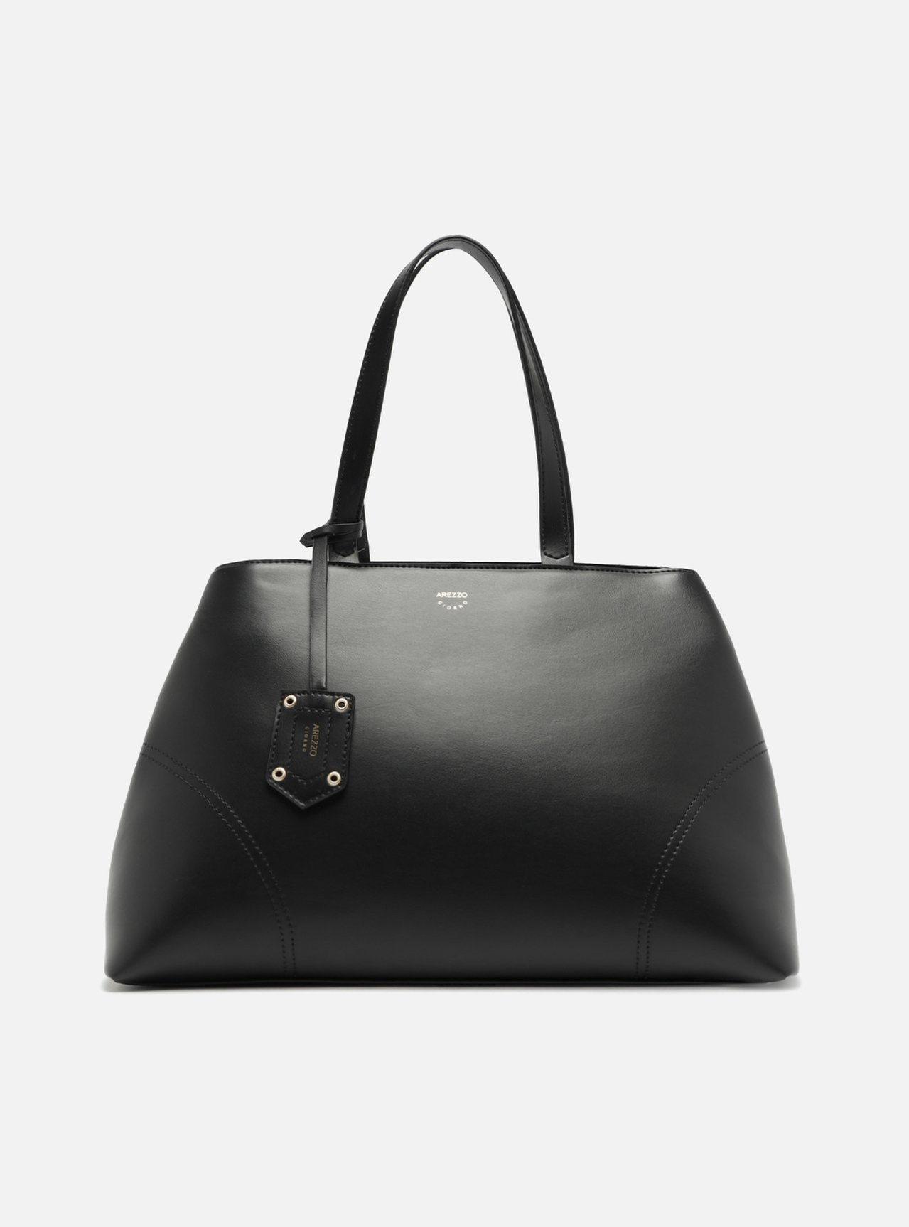 Bolsa Tote Preta Grande Costuras Bag Charm Bolsa Tote Preta Grande Costuras Bag Charm
