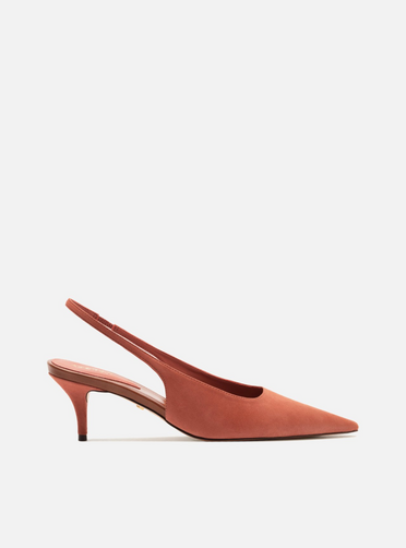 Scarpin Rosa Acamurçado Slingback Salto Baixo | ZZ MALL
