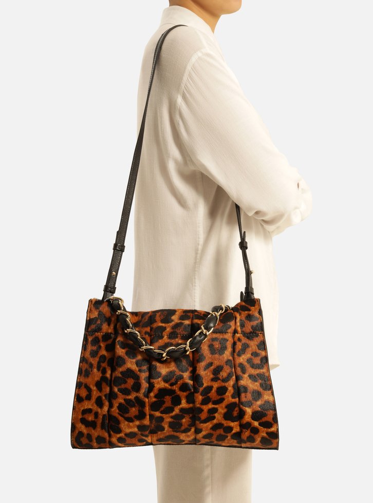 Bolsa Tote Animal Print Arezzo Onça Milano Grande