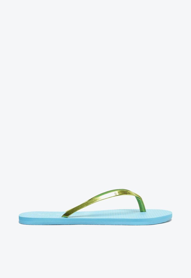 Chinelo De Dedo Azul Brizza Tira Metalizada Verde
