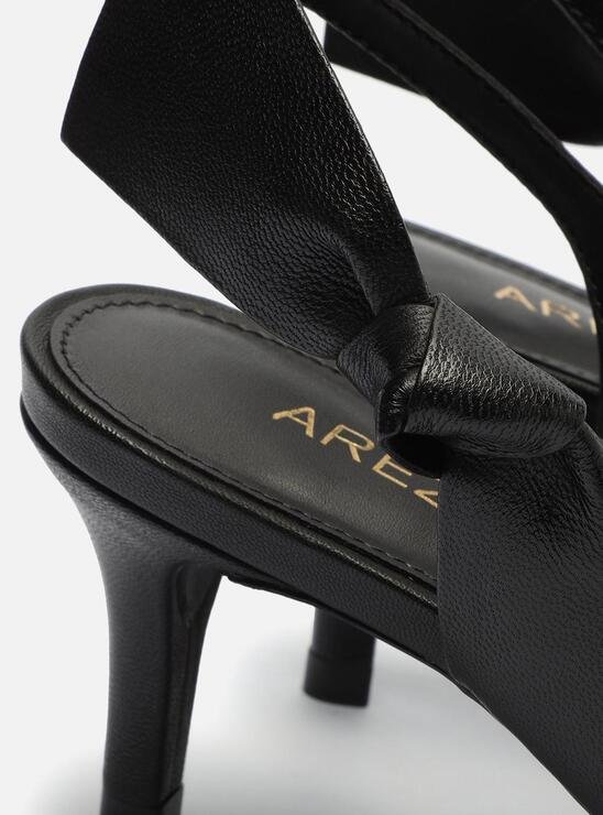 SCARPIN PRETO AREZZO COURO SALTO FINO SLINGBACK NÓ