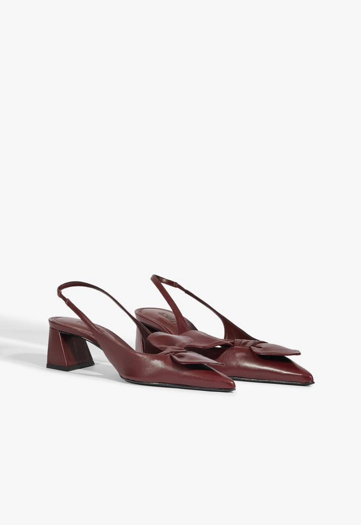 Scarpin Slingback Rhonda Mid Couro Vinho