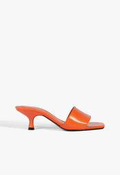 Sandália Mule Kelsea Couro Laranja