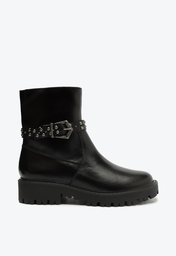 Bota Preta Schutz Lyn Studs Tratorada Couro