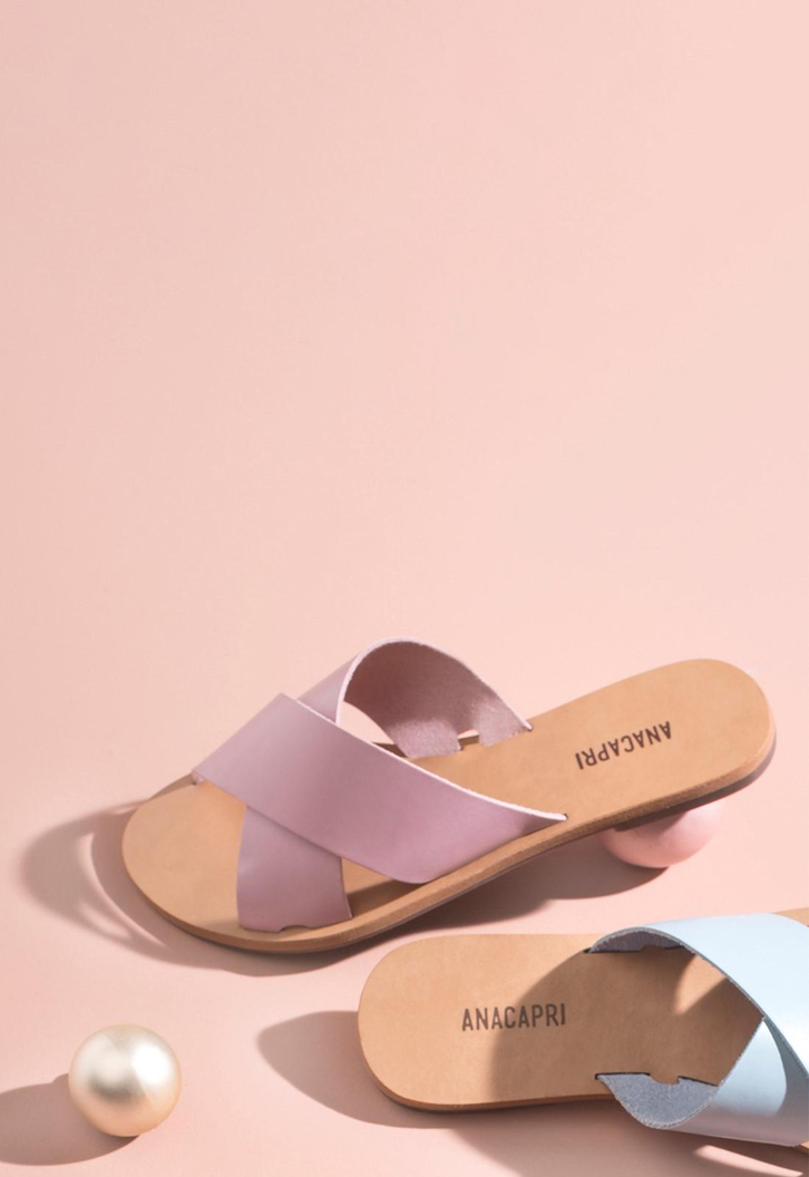 Rasteira Roxo Anacapri Lilás Tulipa Couro Tiras Cruzadas