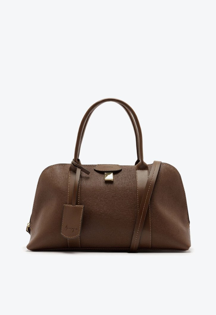 Bolsa Tote com Detalhe de Pendente Marrom