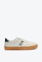 Tênis De Amarrar Branco Prata Anacapri Listra Lateral Camurça