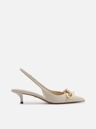 Scarpin Branco Salto Kitten Slingback Elos