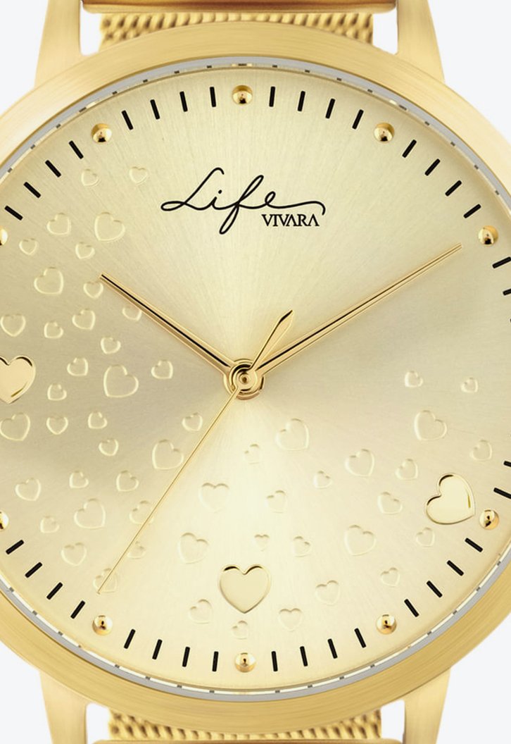 Relógio Dourado Life By Vivara Amor Feminino Aço