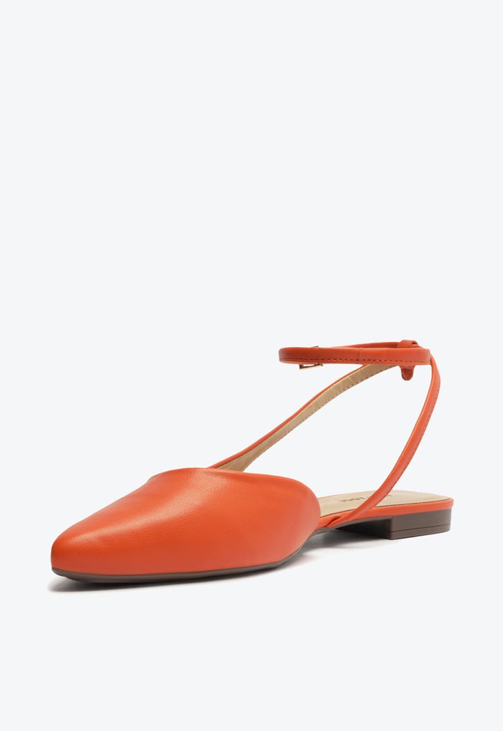 Sapatilha Bico Fino Laranja Fivela