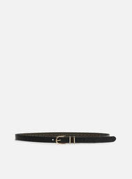 Cinto Preto Arezzo Couro Fino Fivela Metal Oval
