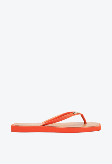 Chinelo De Dedo Laranja Brizza Square Palmilha Marrom