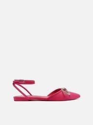 Sapatilha Rosa Arezzo Nobuck Aberta Laço Strass