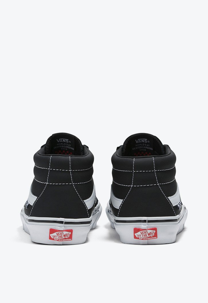 Tênis Skate Grosso Mid Black White Emo Leather