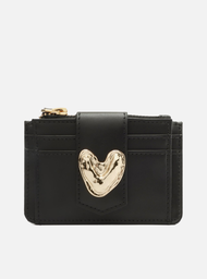 Porta-cartões Preto Arezzo Couro Bolso Coração
