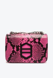 Bolsa Tiracolo Rosa Arezzo Couro Snake Karen Pequena