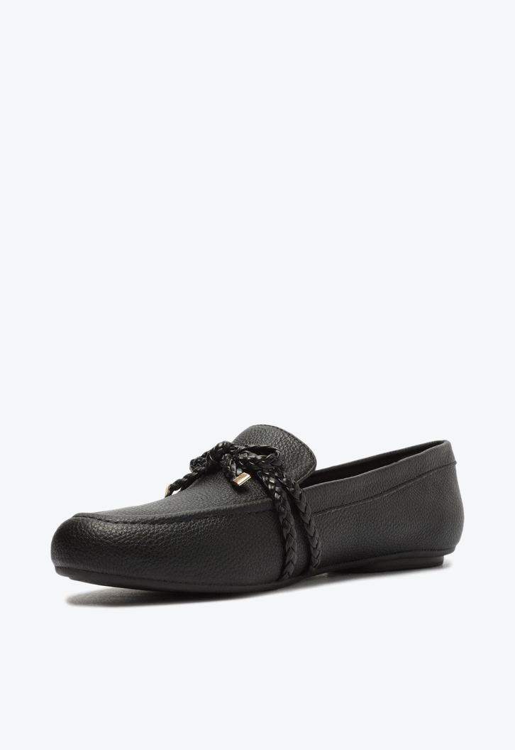 Mocassim Preto Anacapri Laço Trança