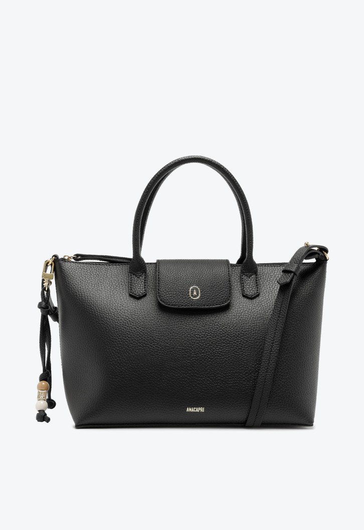 Bolsa Tote Preta Anacapri Grande Bag Charm Missangas