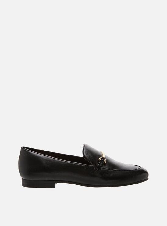 MOCASSIM PRETO AREZZO COURO RASTEIRO FIVELA