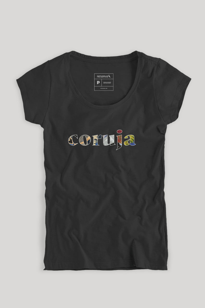 Camiseta Preta  Reserva Feminina Coruja