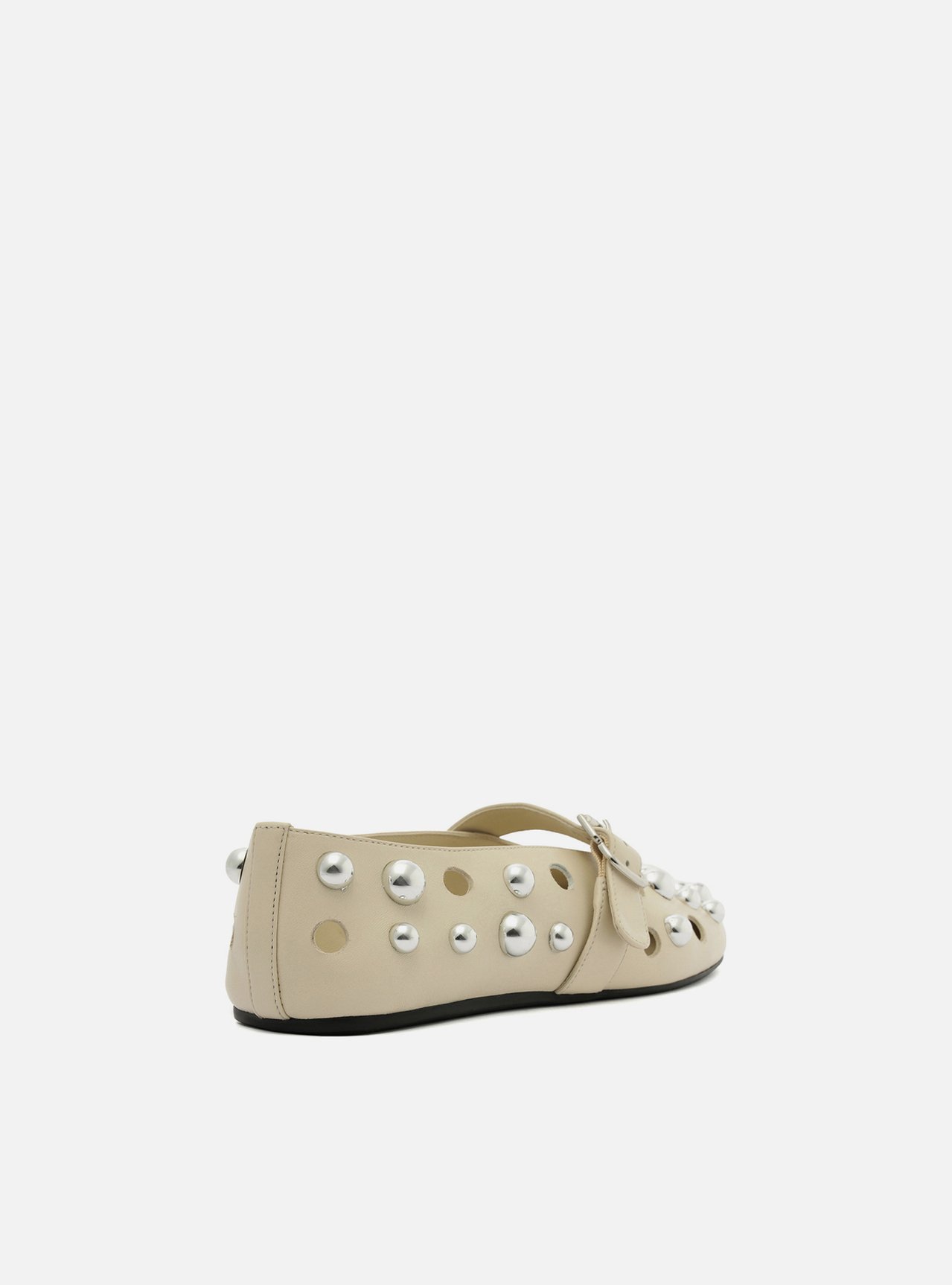Sapatilha Boneca Branca Couro Studs | ZZ MALL