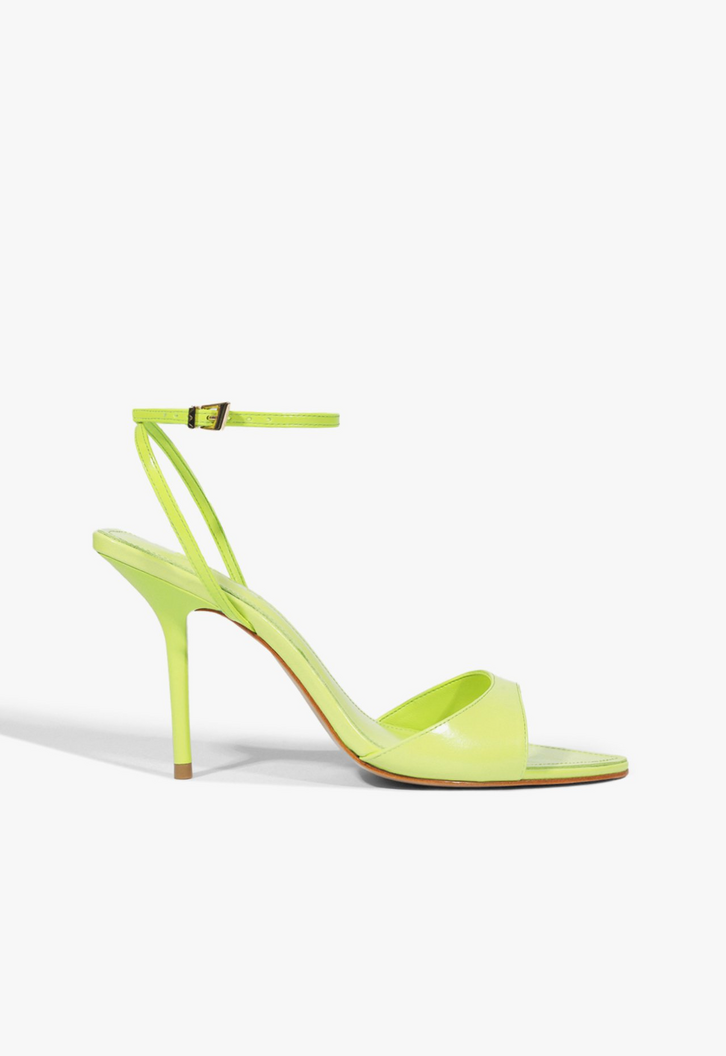 Sandália Salto Elodie Buckle Verniz Couro Verde